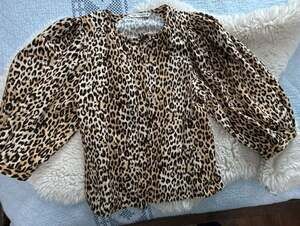 Zara Leopard Print Blouse Size S Long Sleeve Animal Print